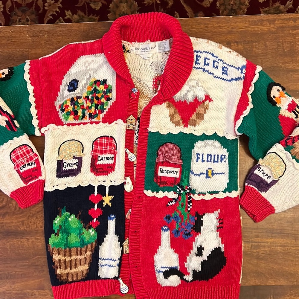 Vintage The Eagles Eye hand knit sweater/cardigan 1993 “Birch’s Country store”